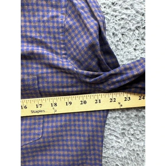 Dondup Cotton Plaid Button Up Long Sleeve Shirt Purple Mens Size L‎